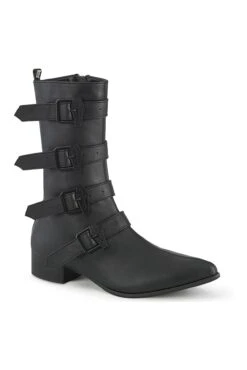 WARLOCK-110-C Black Vegan Leather Knee Boot