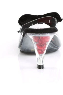 BELLE-301BOW Vintage Mule | Clear Vinyl -Coquettes Lingerie Store belle 301bow vintage mule clear vinyl slides pin up couture sexyshoescom 4