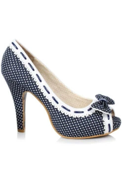 Bettie Page Amelie Vintage Pump | Blue Faux Leather