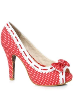 Bettie Page Amelie Vintage Pump | Red Faux Leather