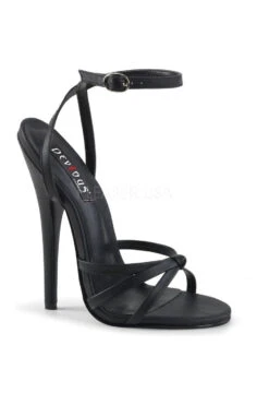 DOMINA-108 Sandal | Black Faux Leather