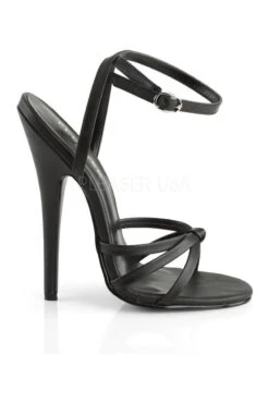 DOMINA-108 Sandal | Black Faux Leather -Coquettes Lingerie Store domina 108 sandal black faux leather sandals devious sexyshoescom 5