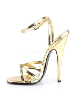 DOMINA-108 Sandal | Gold Faux Leather -Coquettes Lingerie Store domina 108 sandal gold faux leather sandals devious sexyshoescom 3
