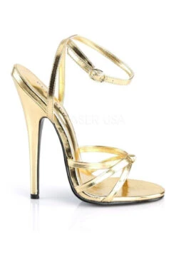 DOMINA-108 Sandal | Gold Faux Leather -Coquettes Lingerie Store domina 108 sandal gold faux leather sandals devious sexyshoescom 5