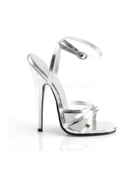 DOMINA-108 Sandal | Silver Faux Leather -Coquettes Lingerie Store domina 108 sandal silver faux leather sandals devious sexyshoescom 5