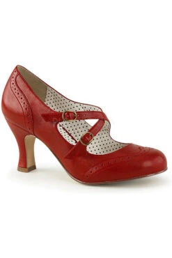 FLAPPER-35 Pump | Red Faux Leather