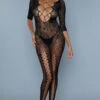 Floral Design Bodystocking -Coquettes Lingerie Store floral design bodystocking bodystockings bewicked black sexyshoescom