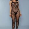 Floral Lace Bodystocking -Coquettes Lingerie Store floral lace bodystocking bodystockings bewicked black sexyshoescom