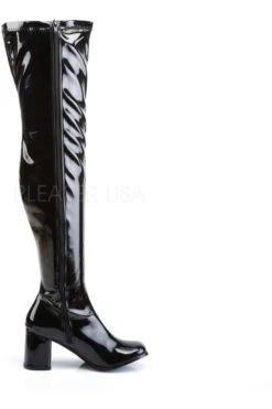 GOGO-3000 Go Go Boot | Black Patent -Coquettes Lingerie Store gogo 3000 go go boot black patent knee boots funtasma sexyshoescom 5