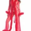 Marabou Trimmed Full Length Robe -Coquettes Lingerie Store marabou trimmed full length robe robes bewicked red sexyshoescom