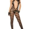 Opaque And Net Striped Bodystocking -Coquettes Lingerie Store opaque and net striped bodystocking stripper bodystockings elegant moments sexyshoescom