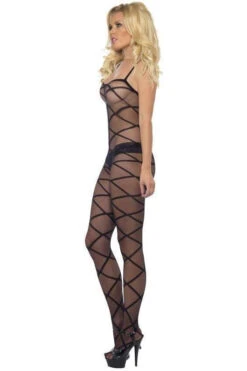 FEVER Sheer Body Stocking | Black -Coquettes Lingerie Store sheer body stocking black thigh high hosiery fever sexyshoescom 3