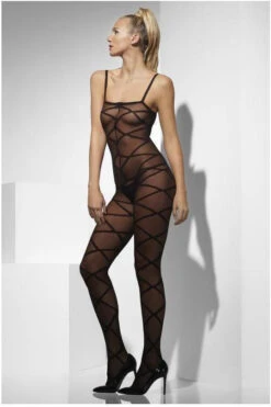 FEVER Sheer Body Stocking | Black -Coquettes Lingerie Store sheer body stocking black thigh high hosiery fever sexyshoescom 4